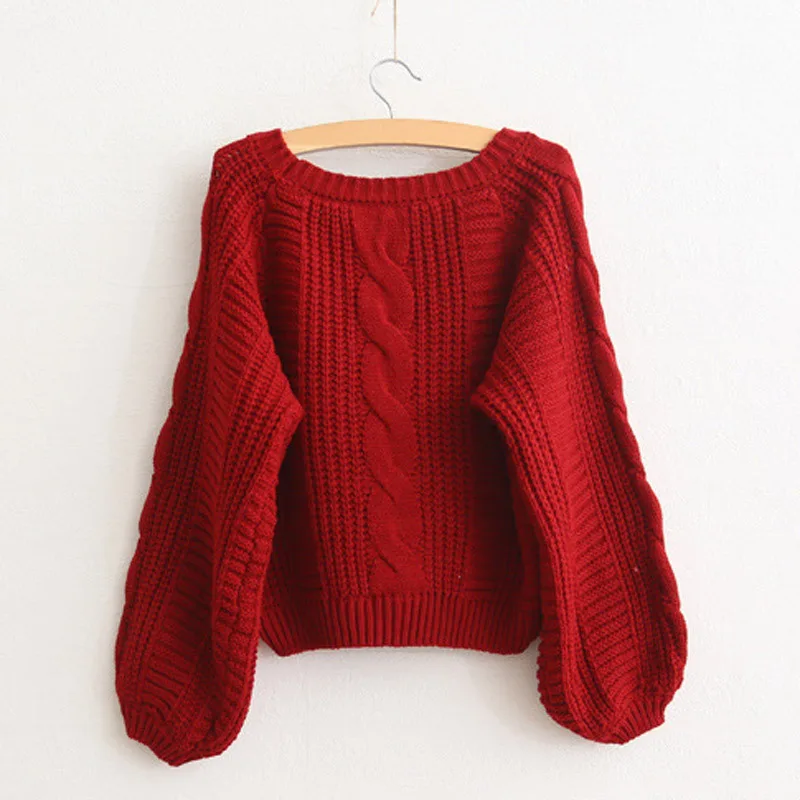 

Casual OL Knitted Winter Sweater Women 2019 Autumn Ladies Lantern Sleeve Tricot Jumper and Pullover Female Sweater