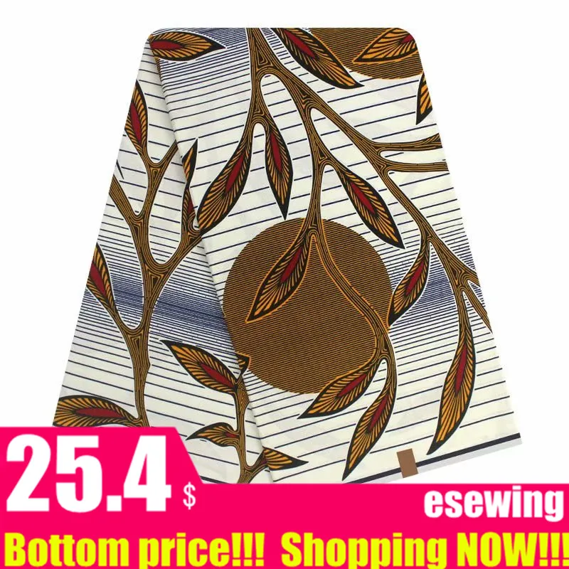 Модная африканская восковая ткань, настоящий воск с принтом, хлопок, ткань ганский дизайн, 6 ярдов/партия, лучшее качество для женщин