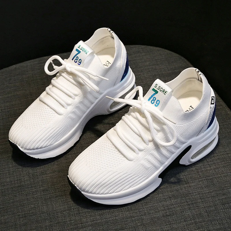 White Кроссовки на платформе с подошвой ERNESTNM; Zapatos De Mujer; Новинка; женские кроссовки на танкетке; модная повседневная женская обувь - Цвет: White