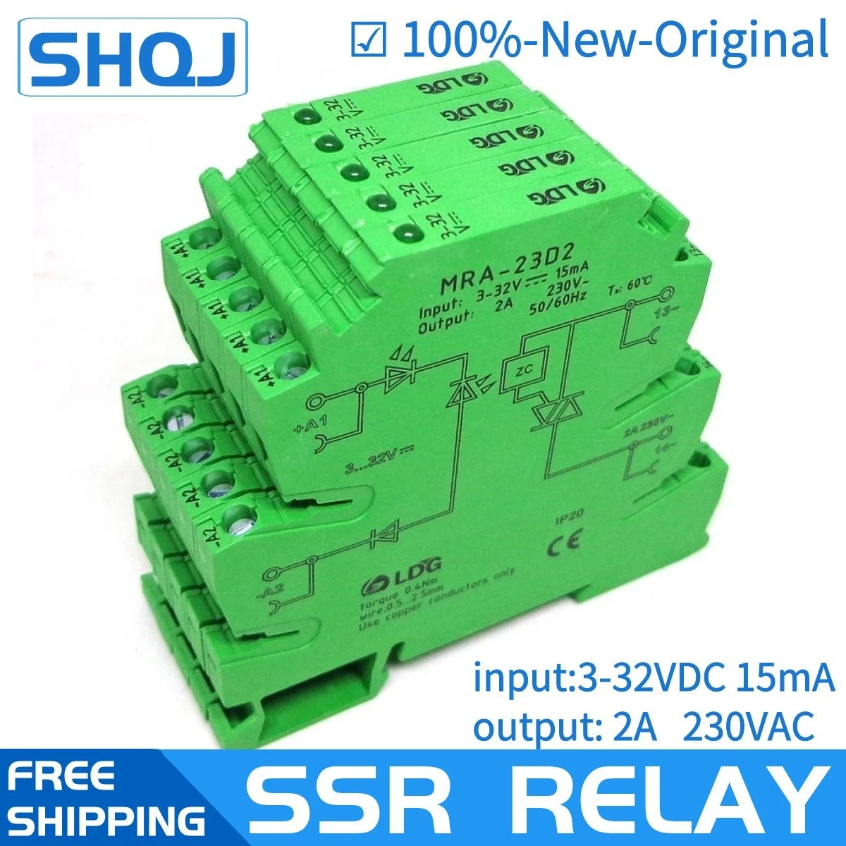

5PCS MRA-23D2 Mini 6.2mm 2A Input: 3-32V DC Solid State Relay Relay Module