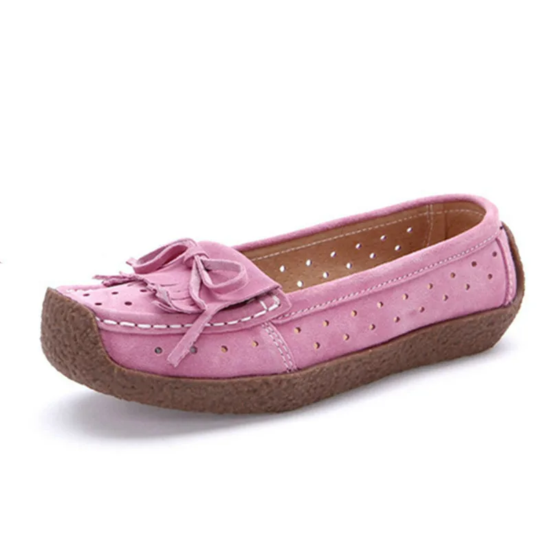 

2019 New Autumn Women Casual Shoes Suede Leather Woman Flats Women Shoes Hollow Shoes Oxfords for Women Moccasins Ladies Shoes