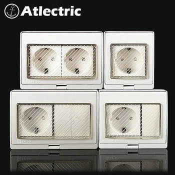 

Atlectric IP55 EU Standard Waterproof Dust-proof Outdoor External Wall Power Socket Switch Outlet Weatherproof Socket
