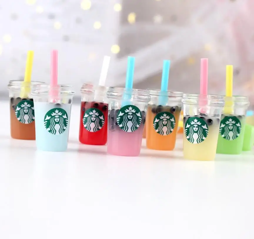 kawaii молочный чай мороженое Кофе Frappuccino чашка смола с плоской задней стороной кабошон имитация питания художественное украшение Шарм