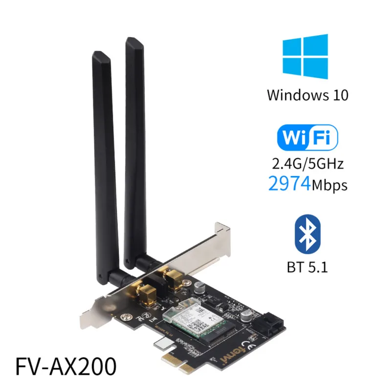 

2400Mbps Dual Band Wifi 6 For Intel AX200 NGFF PCI-E Network Card 802.11 ac/ax Bluetooth 5.1 Wireless Adapter For Win10 Desktop