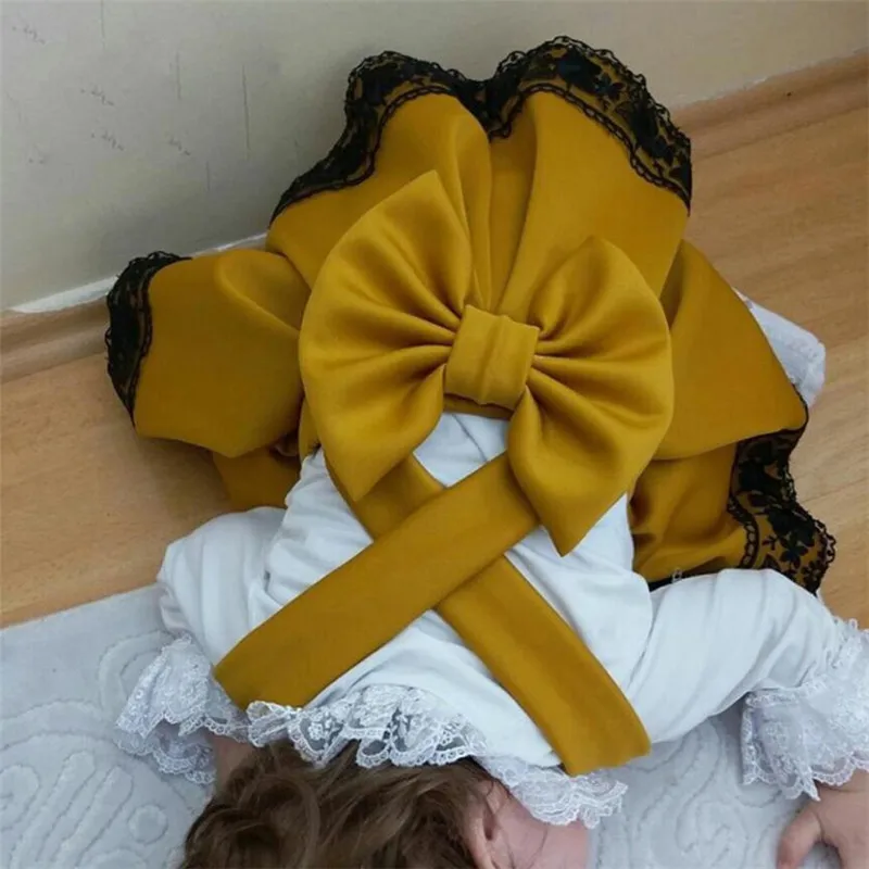 Одежда для малышей, комплект из двух предметов кружевной комбинезон и платье с бантом милые комплекты одежды принцессы для новорожденных девочек, От 0 до 2 лет