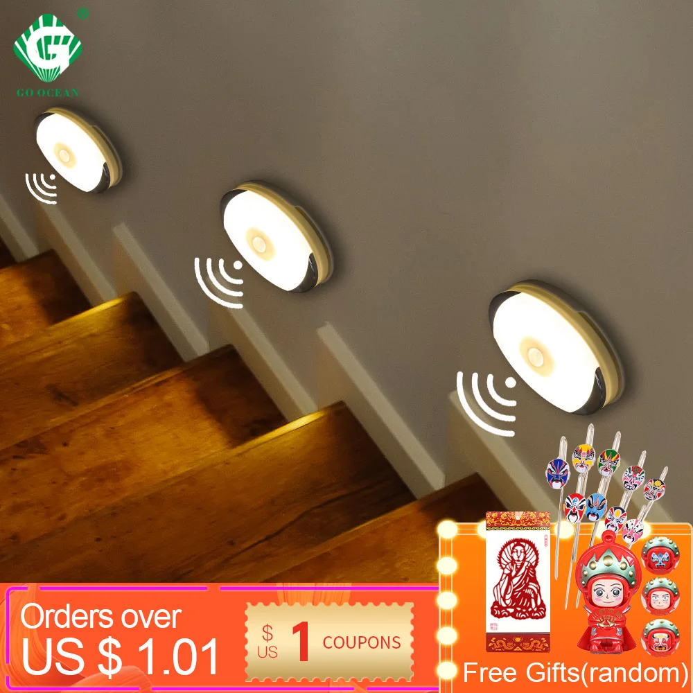 

Wireless Motion Sensor LED Under Cabinet Light Battery Powered Wardrobe Closet Smart Puck LightsÂ Kitchen Cupboard Night Lamp