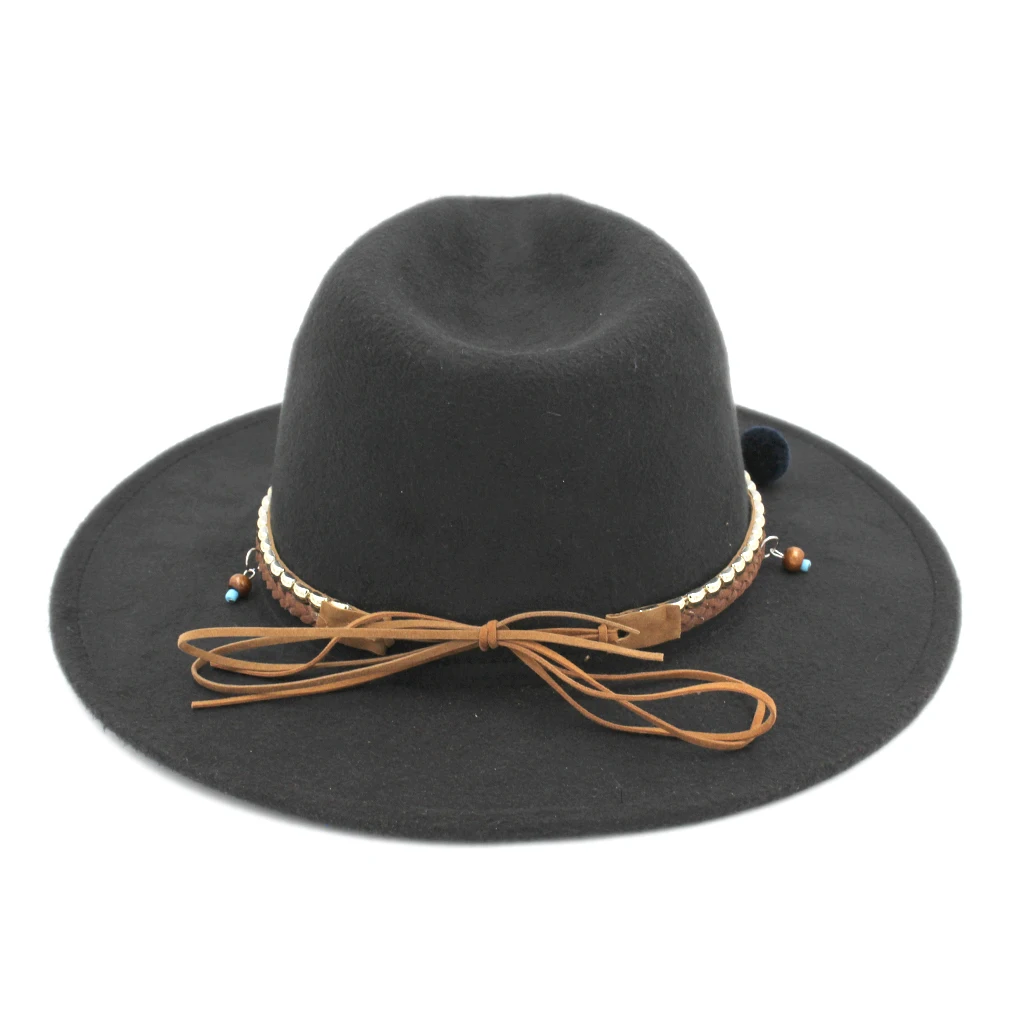 Mistdawn модные унисекс Панама Шапки с плоским козырьком шляпа Fedora зимняя теплая шерсть Смеси Кепки DIY Плетеный шляпная лента Размеры окружности головы 56-58 см