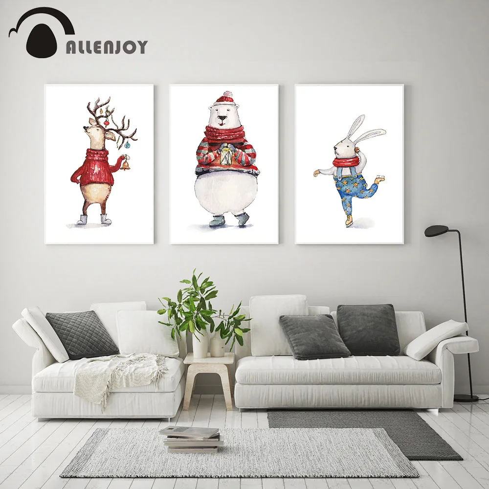 Allenjoy картина с рисунком животных красный свитер Белл олень толстый медведь