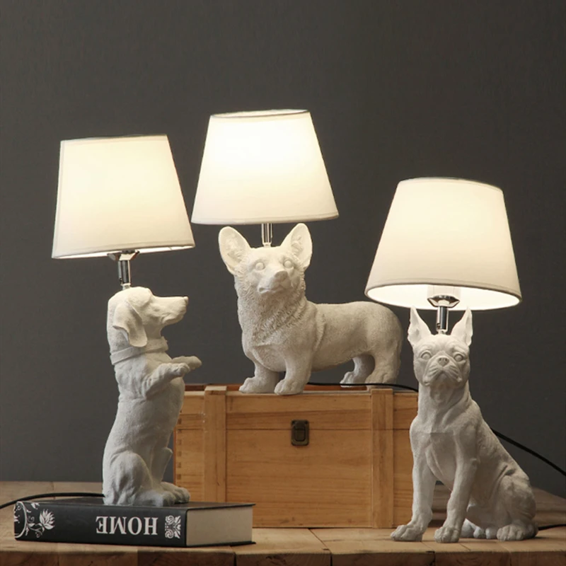 Lamps Bedside Table Bedroom Resin Pet Dog Table Lamps Table Lamp