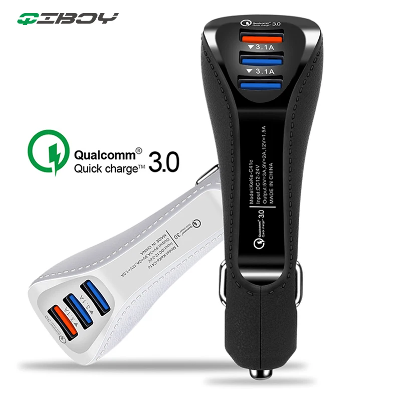 Автомобильное зарядное устройство с 3 портами USB QC 0 Мини для телефона адаптер в
