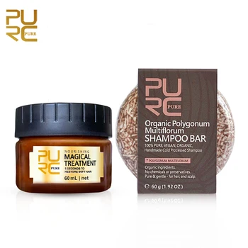 

PURC Organic Polygonum Shampoo Bar And 5 Seconds Repairs Damage Hair Magical Hair Mask Restore Soft Hair Set