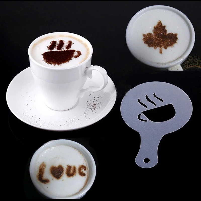 16× Coffee Cappuccino Stencil Flower Duster Art Barista Chocolate Latte Template