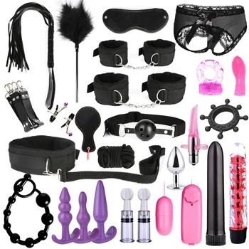 26pcs Sex Toys for Adult G-spot Vibrators Adult Game SM Bondage Restraint Adult toys Nylon Handcuffs Clit Stimulator Sex Shop