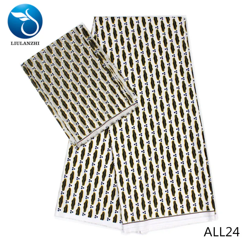 ALL24 LIULANZHI желтые африканские ткани, печать Анкара Audel ткань и нигерийский шифон кружева ткань для платья 6 ярдов/партия ALL01-ALL25 - Цвет: ALL24