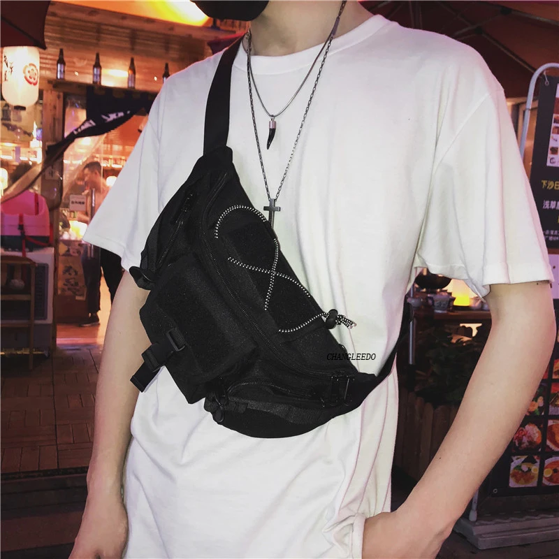 Fashion Brand 2020 New ins chest bag Super Fire Fluorescent Band man Waist Bag Multi-functional Canvas Single Shoulder |