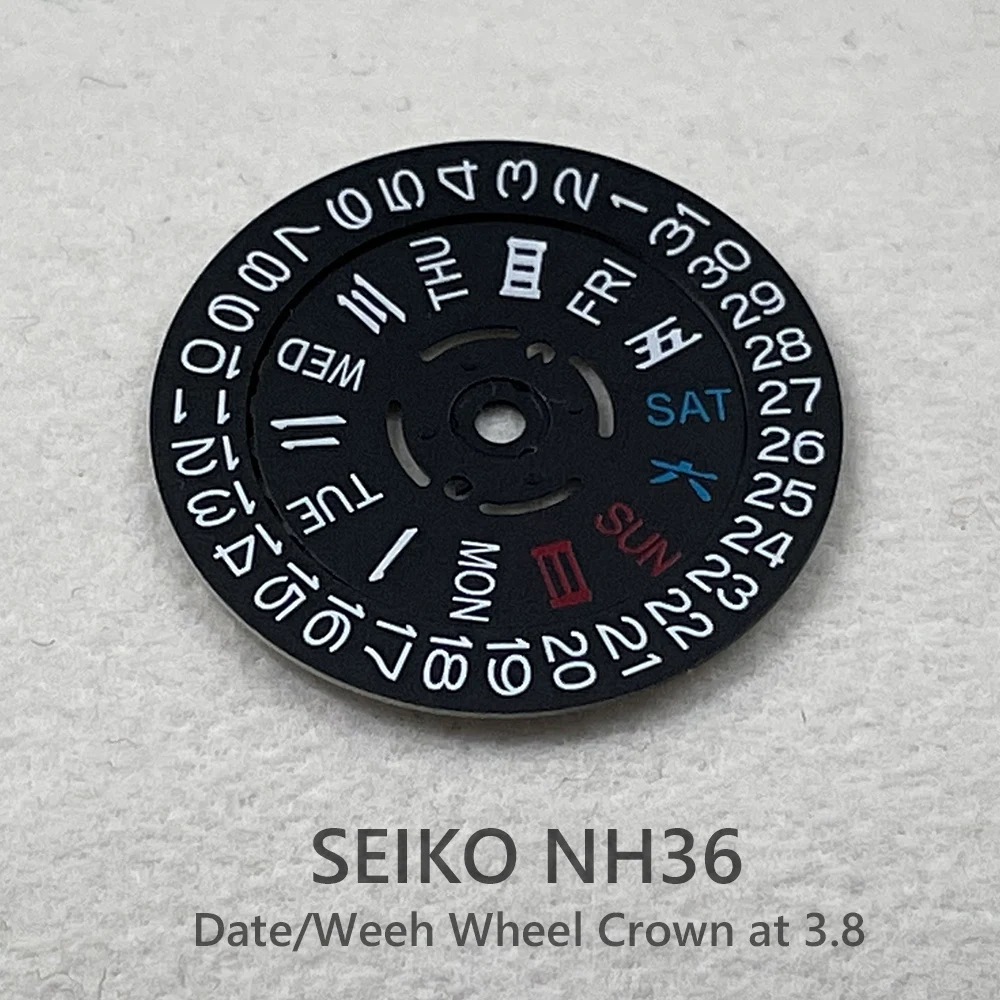 Crown At  O'clock Date/day Disc Wheel For Seiko Nh36 Movement  English-chinese Black Datewheel Parts Replacements - Repair Tools & Kits -  AliExpress