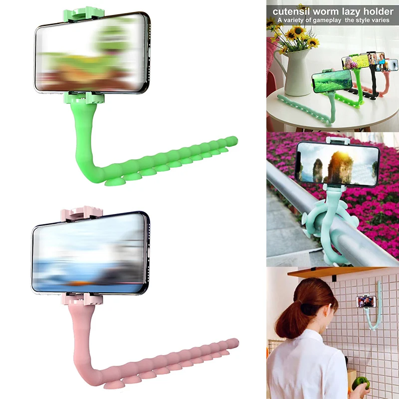 Phone Bracket with Suction Cup Caterpillar Cell Phone Holder for Kitchen Windshield Bed LB88