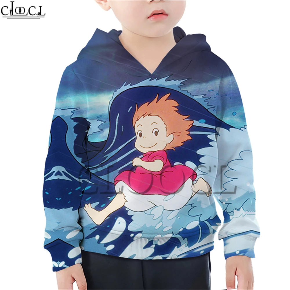 Hoodies 2 Детские толстовки с капюшоном в стиле аниме «Ponyo on The Cliff» Детский костюм с объемным рисунком для мальчиков и девочек уличная одежда с длинными рукавами, детские пуловеры - Цвет: Hoodies 2
