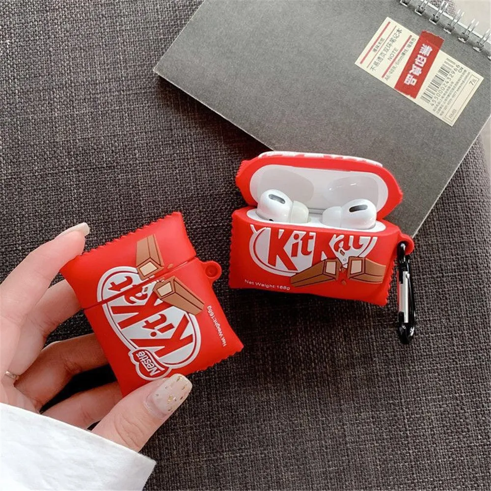 3dキットカットかわいいチョコチップクッキーワイヤレスイヤホンケースairpodsため1 2プロボックスbluetoothヘッドセットシリコーン高級カバー Earphone Accessories Aliexpress