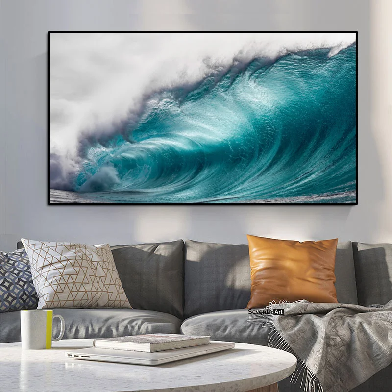

Sea Oil Painting Prints on Canvas Abstract Ocean Wave Landscape Poster Canvas Sea Painting Wall Pictures for Living Room Decor