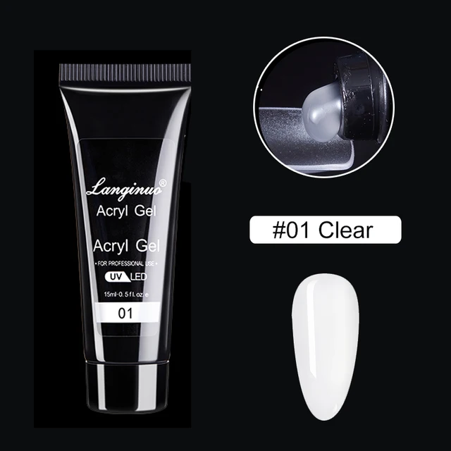 15ml Poly Nail Gel Quick Extensions Builder Extend Nail Art Acrylic Gel Varnish LED/UV Clear White Finger Form Manicure Tool 01