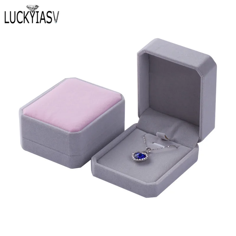 1 PC High Quality Jewelry Storage Boxes Presentation Necklace Pendant Jewelry Box Velvet Case Earrings Plastic Display Box