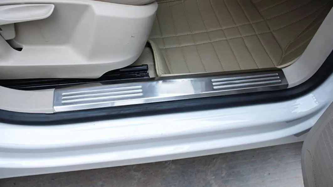 Подходит для Volkswagen Tiguan 2010 2011 2012 2013 Нержавеющая сталь порога Шаг накладки на пороги 4 предмета в комплекте
