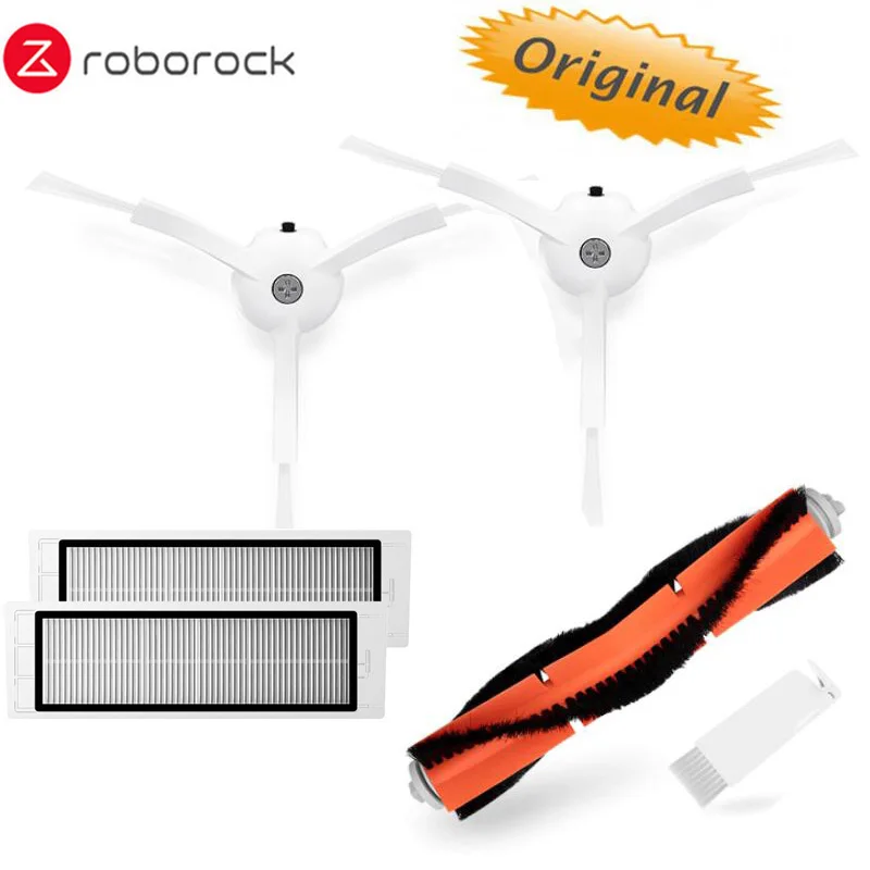 Roborock Original pieza de repuesto de aspiradora Wahsable filtro HEPA, cepillo principal, paño de fregona, cepillo lateral para Xiaomi 1/1S/Xiaowa