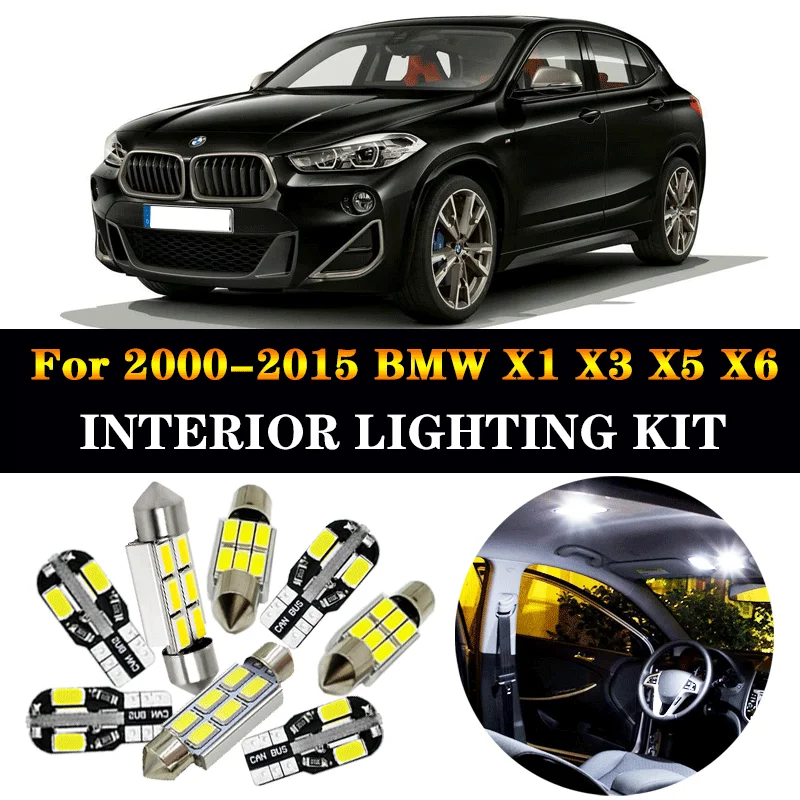 

100% Perfect White Error Free Canbus LED bulb interior map dome light Kit for 2000-2015 BMW X1 E84 X3 E83 F25 X5 E53 E70 X6 E71