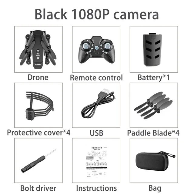1080p carry bag KK8 складной мини-Дрон RC Квадрокоптер HD 1080P 2K камера Wifi FPV Дрон удержание высоты селфи RC вертолет игрушка 15 мин Время полета - Цвет: 1080p carry bag