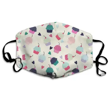 

Mouth Mask Cupcake Candy Hearts Sweet Food Cake Cherry Pattern Print Masks - Breathable Adjustable Windproof Mouth-Muffle,