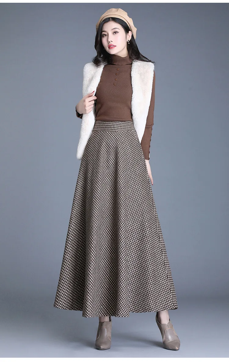 Женская юбка faldas mujer moda jupe femme длинная юбка осень и зима шерстяные юбки маятник