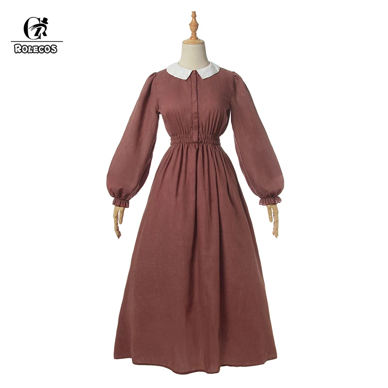 Красное женское платье ROLECOS на Хэллоуин из полиэстера с пышными рукавами Длинные