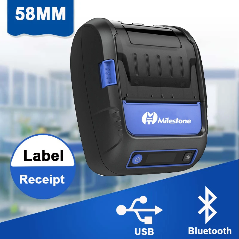 Mini-imprimante thermique pour tickets de caisse, Bluetooth, 58mm