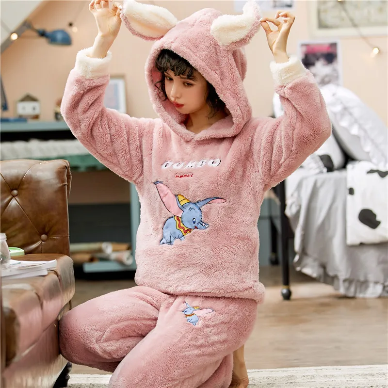 

811 # Small. Fly. like HS Pullover Long Sleeve Long Velvet Hooded And rong shui yi Home Wear Two-Piece Set