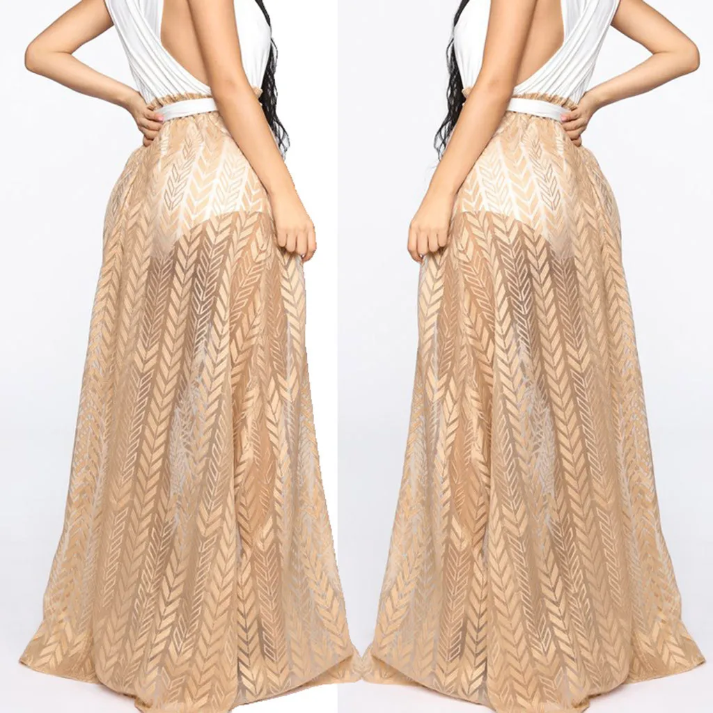 JAYCOSIN одежда женская Однотонная юбка с высокой талией Женская s Faldas Mujer Moda Boho Сексуальная Летняя Пляжная перспективная длинная юбка 1223