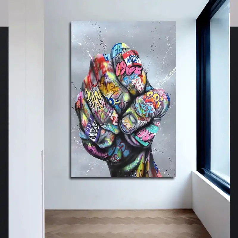 Abstract Graffiti Boxing Gloves Painting Lover Hands Wall Art Posters And Prints Pictures For Living Room Home Decor Posters Painting Calligraphy Aliexpress
