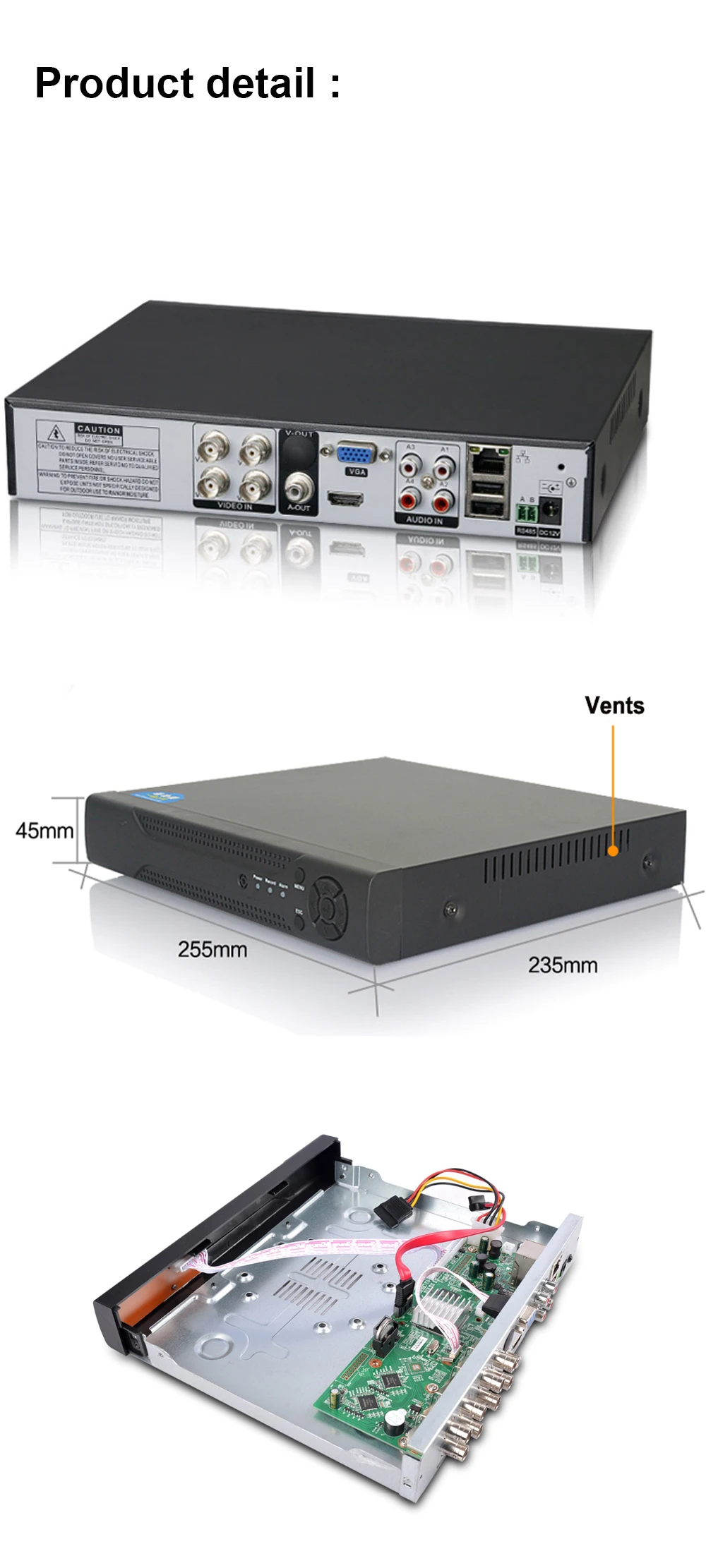 Домашний видеорегистратор 1080P Hybird рекордер наружного наблюдения 4CH DVR для AHD/аналоговых камер P2P поддержка просмотра мобильного телефона