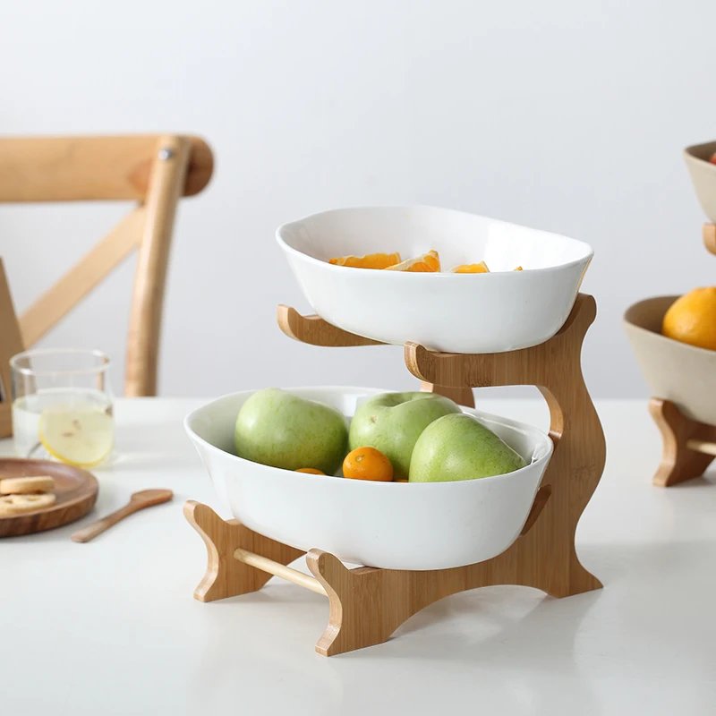 2 ярусная керамическая тарелка для фруктов стойка хранения десертов подноков