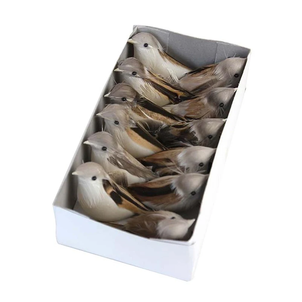 12pcs Garden Photograph Prop DIY Cute Feather Long Tail Craft Landscape Artificial Bird Decoration Foam Model Simulation Home