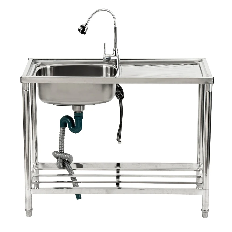 Stainless Steel Sink Single Trough With Bracket For Household