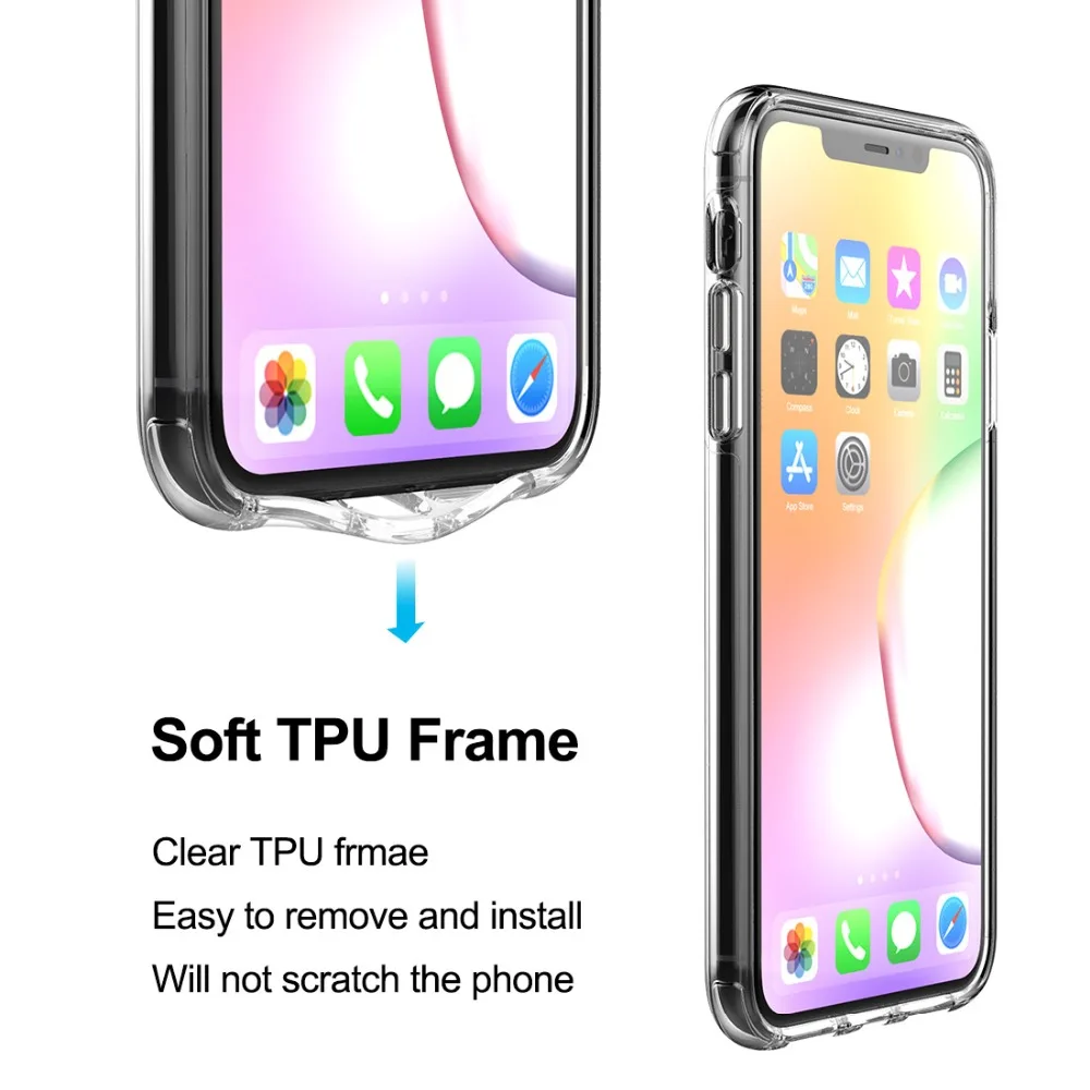 Для iPhone 11 чехол TPU рамка+ PC крышка прозрачный защитный бампер для телефона защитная крышка для iPhone 11 6,1 дюймов