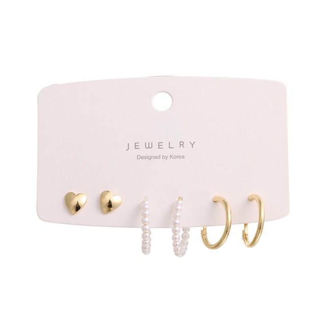 Fashion 3/6 Pairs Women's Earrings Korean Heart Stud Earrings for Women Pearl Earring Set 2021 Earings Jewelry Brincos Gifts