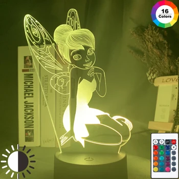 

Led Night Light Lamp Fairy Tinkerbell Figure Nightlight for Home Decoration Color Changing Table Lamp Princess Tinker Bell Gifts
