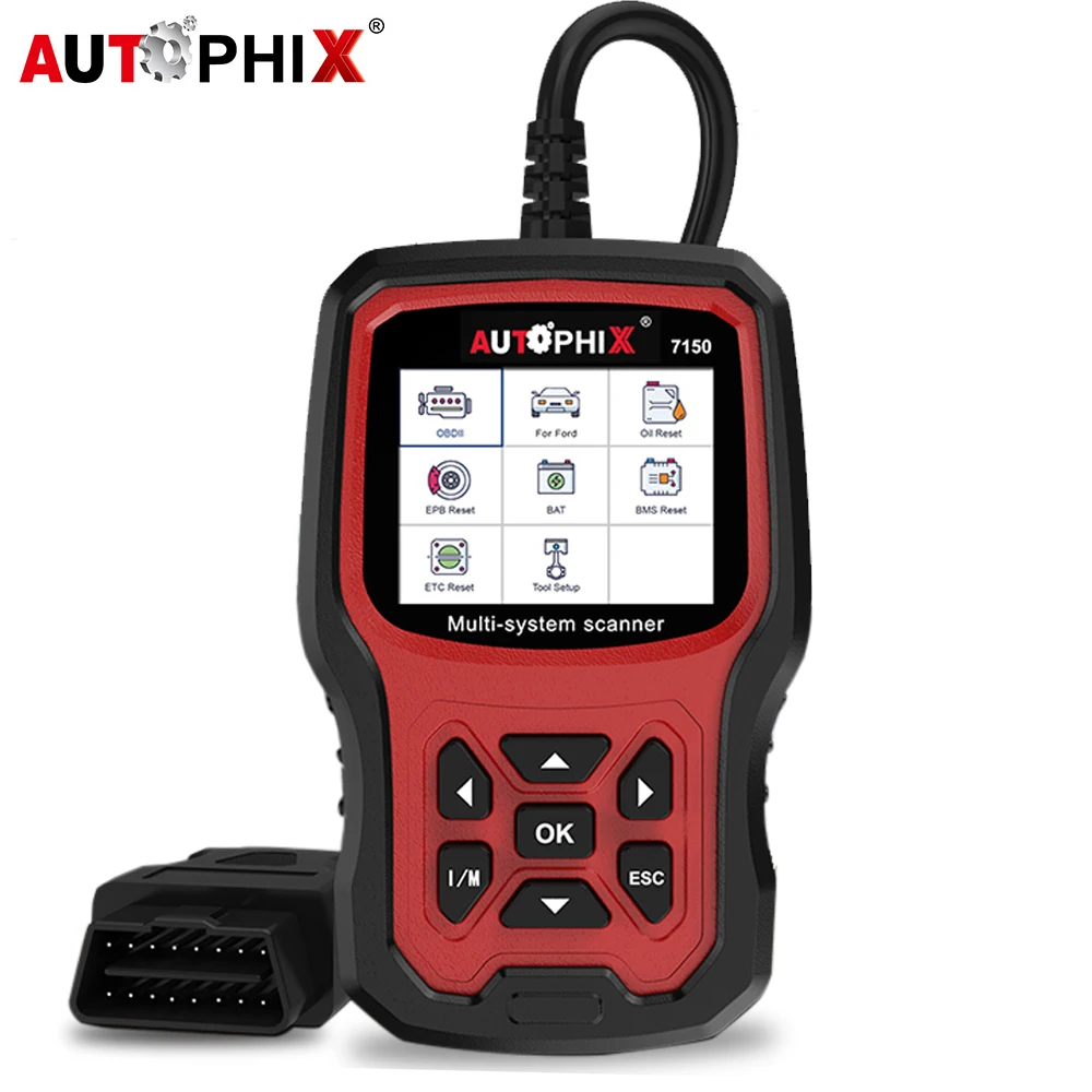 

Autophix 7150 OBD2 Automotve Scanner Professional Code Reader EPB TPMS ETC Reset Multilingual OBD 2 Car Diagnostic Tool For Ford