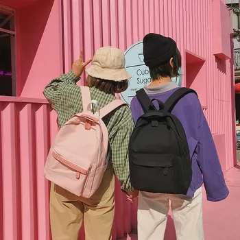 

2020 new women's backpack large capacity fashion ladies backpack double zipper solid color anti-theft backpack