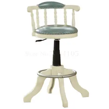 

European Style Bar Chair Lift Chair Light Luxury Solid Wood Back Rotation Simple American Style High Stool Home Bar Chair