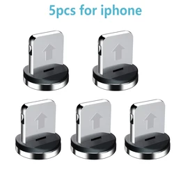 Magnetic Cable Adapter with 360° Rotating Round Tip - Micro USB & Type C Charging (5pcs for ios plug)