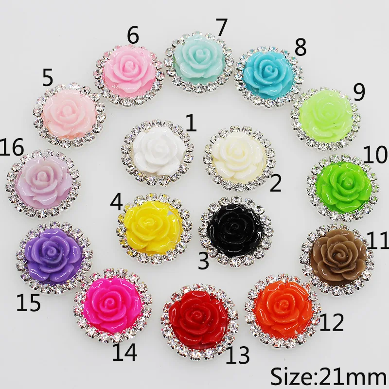 Модные круглые пуговицы из смолы 10 шт. 21 мм серебряные металлические Стразы