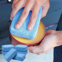 5 pces 4.7inx3.1in durável premium cera polimento almofada aplicadores de microfibra esponjas panos microfibra mão cuidados com o carro